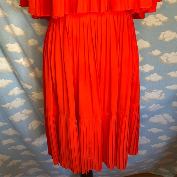 Kate Spade Persimmon Pleated Cape Dress Orange/Red Size 4 - Picture 5 of 11